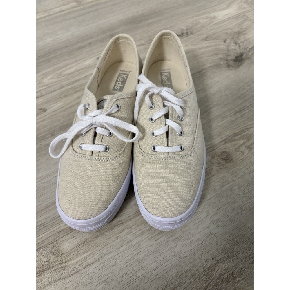 Keds Champion OC Women’s Beige Canvas Low Top Lace-Up Sneakers Rubber Sole